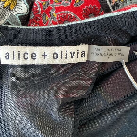 Alice + Olivia FLORAL CREWNECK MIDI DRESS size 2 Stretch Boho Feminine Vacation - Picture 7 of 16